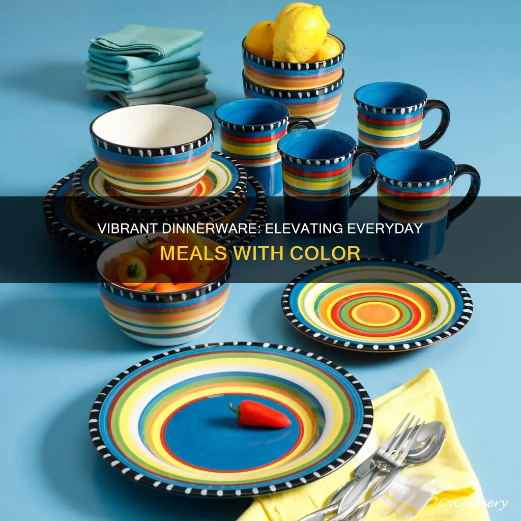 12 piece bright colored dinnerware set