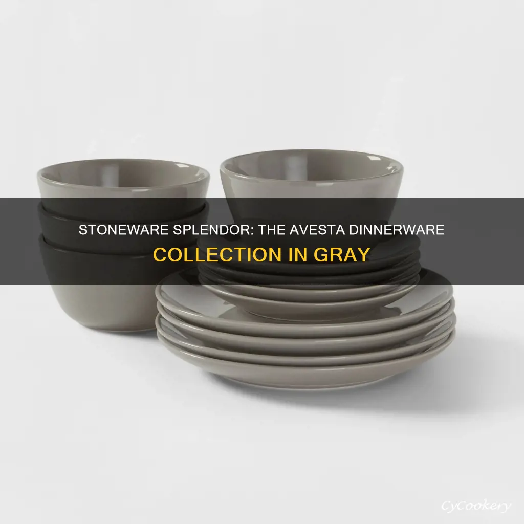 12pc stoneware avesta dinnerware set gray