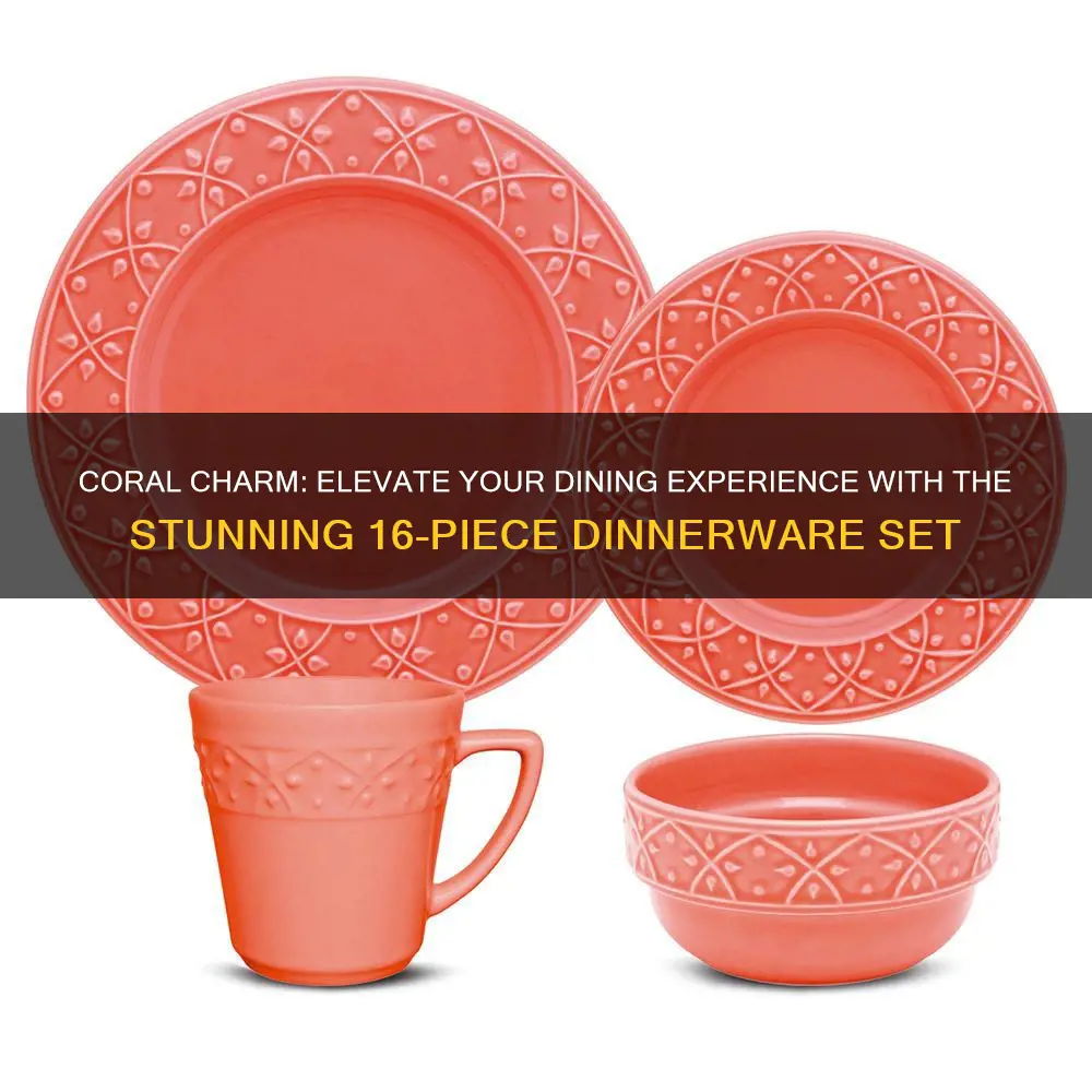 16 piece dinnerware set coral