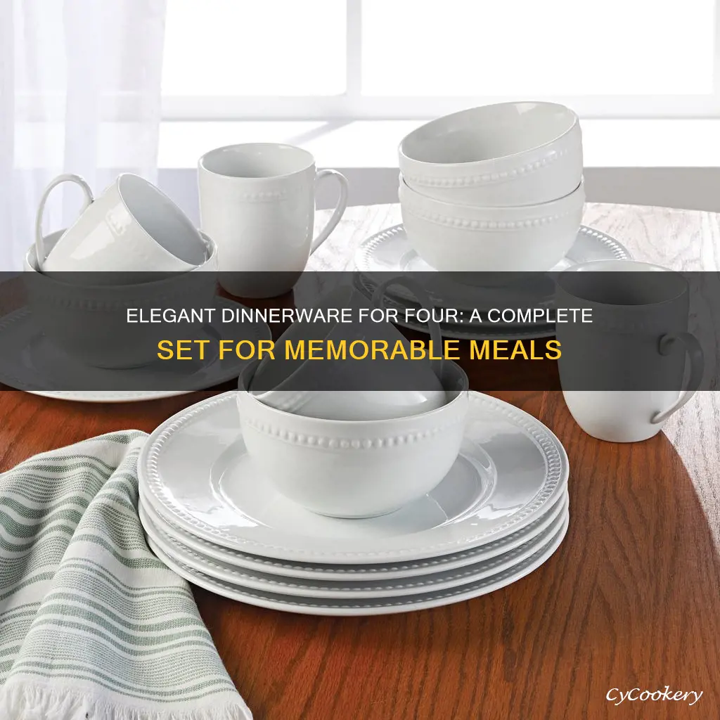 16 piece dinnerware set service for 4