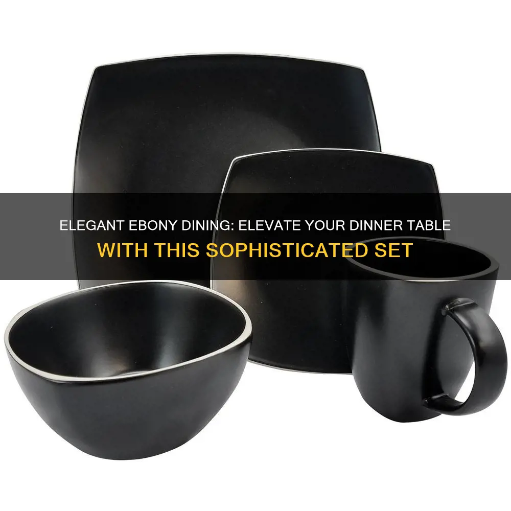 16pc dinnerware set black