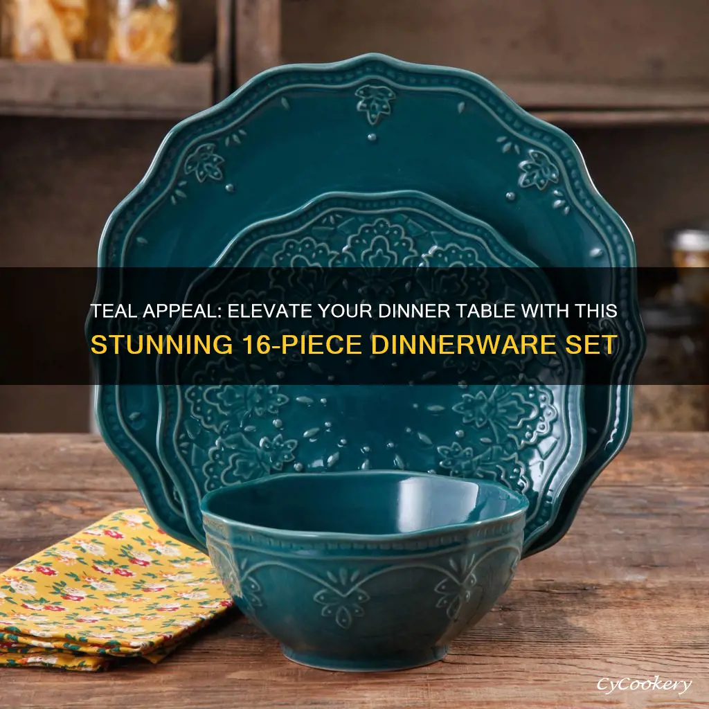 16pc dinnerware set teal