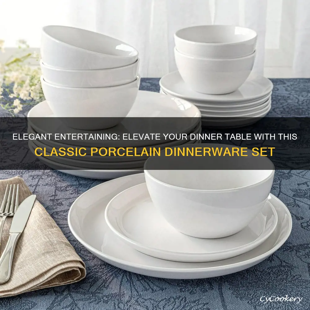 16pc porcelain dinnerware set white threshold