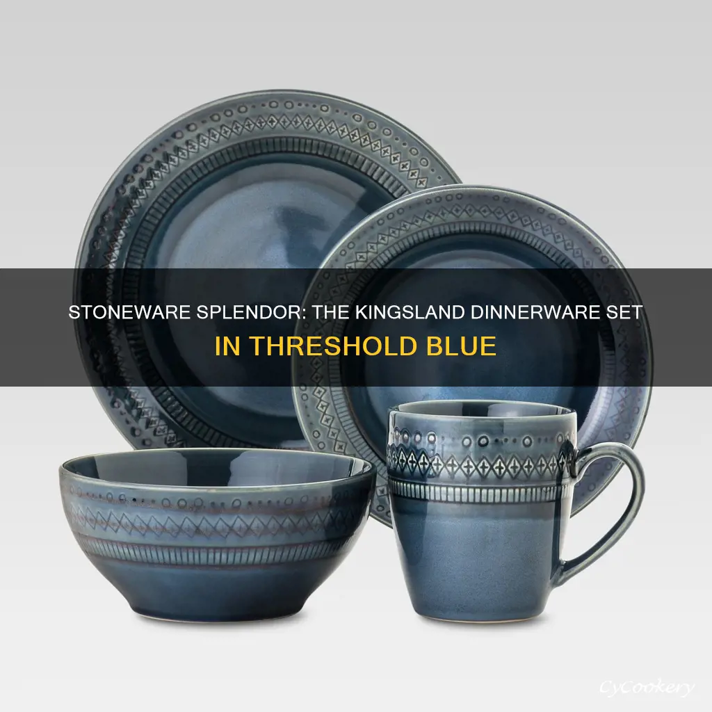 16pc stoneware kingsland dinnerware set blue threshold