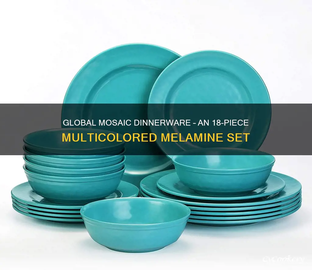 18 piece melamine dinnerware set global mosaic multicolor