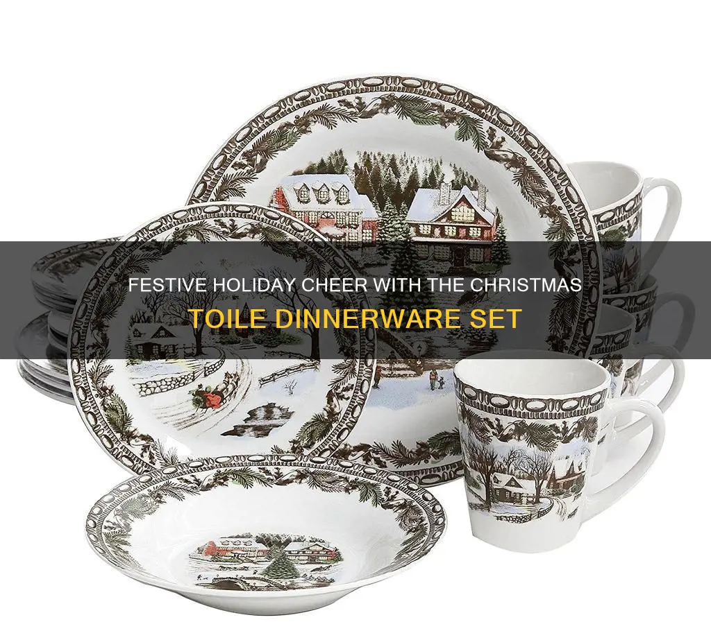 222 fifth 16 pc dinnerware set christmas toile