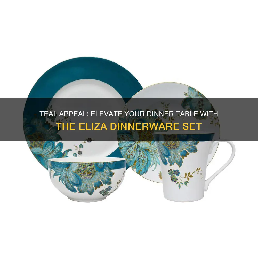 222 fifth eliza 16 piece dinnerware set teal