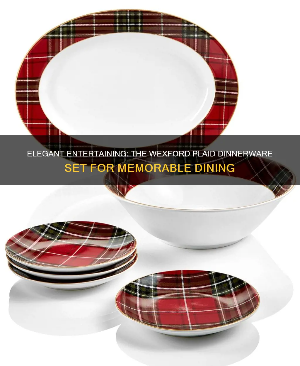 222 fifth wexford plaid 12 piece dinnerware set