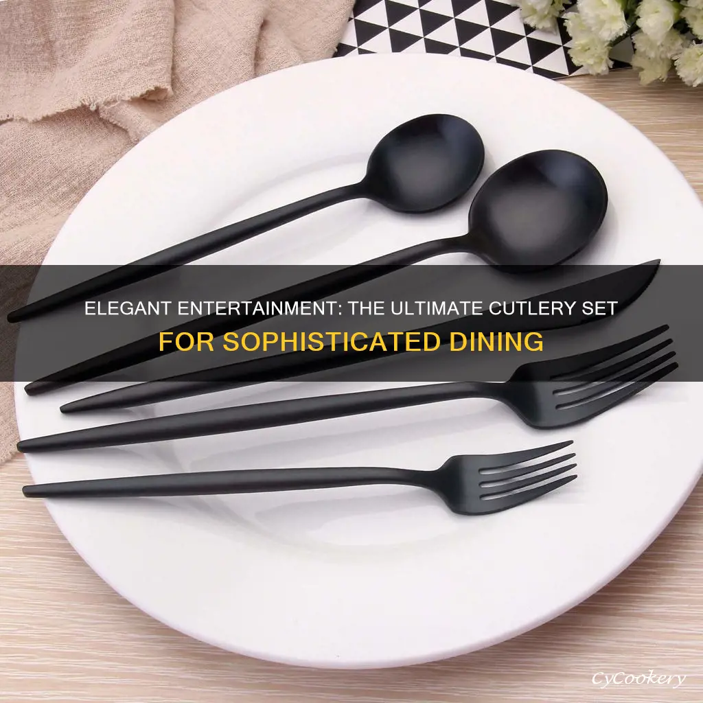 24 piece stainless steel black cutlery set dinnerware