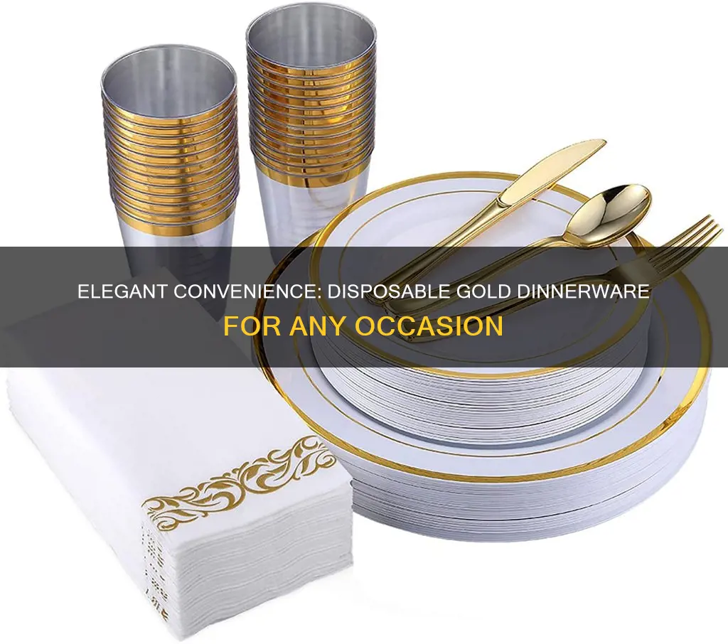 350 piece disposable gold dinnerware set