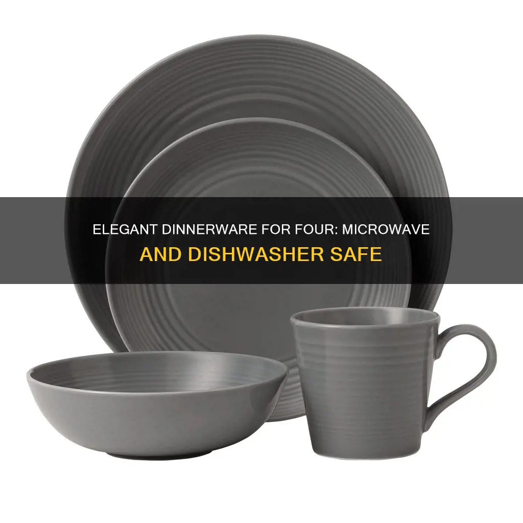 4 serving dinnerware set microwave and dishwasher ok