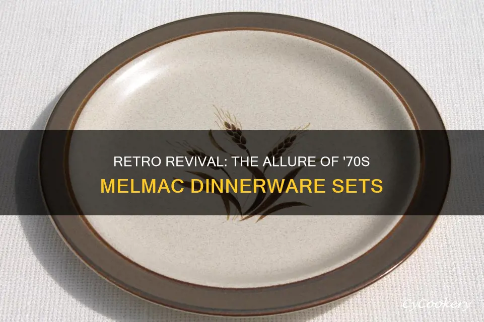 70s vintage melmac dinnerware set retro brown wheat print dishes