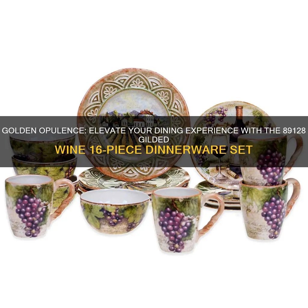 89128 gilded wine 16pc dinnerware set