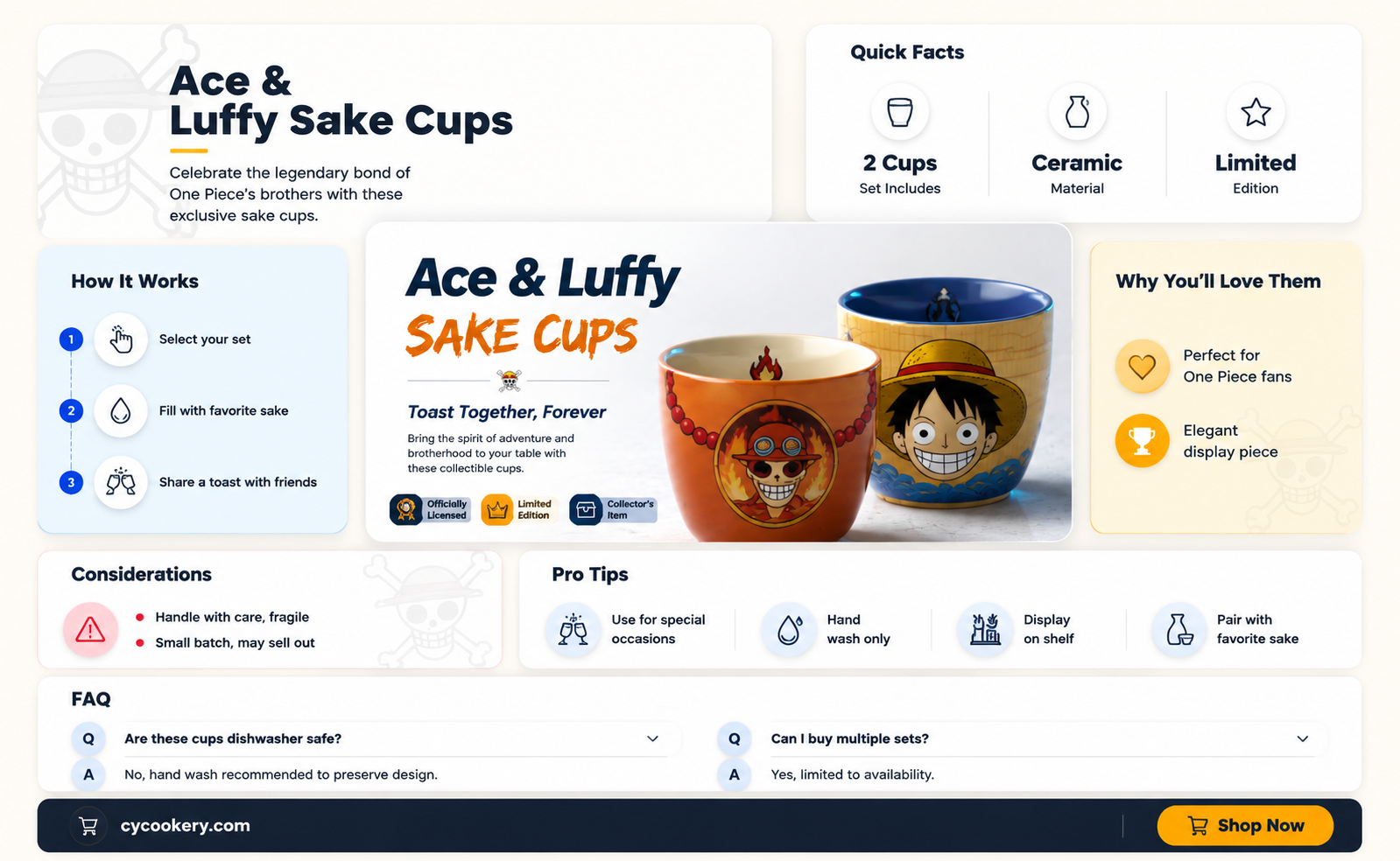 ace and luffy sake cups