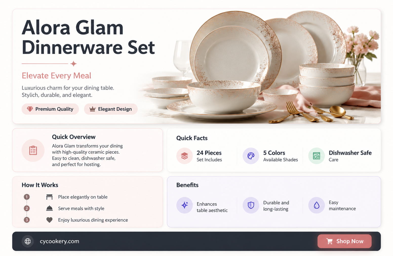 alora glam dinnerware set