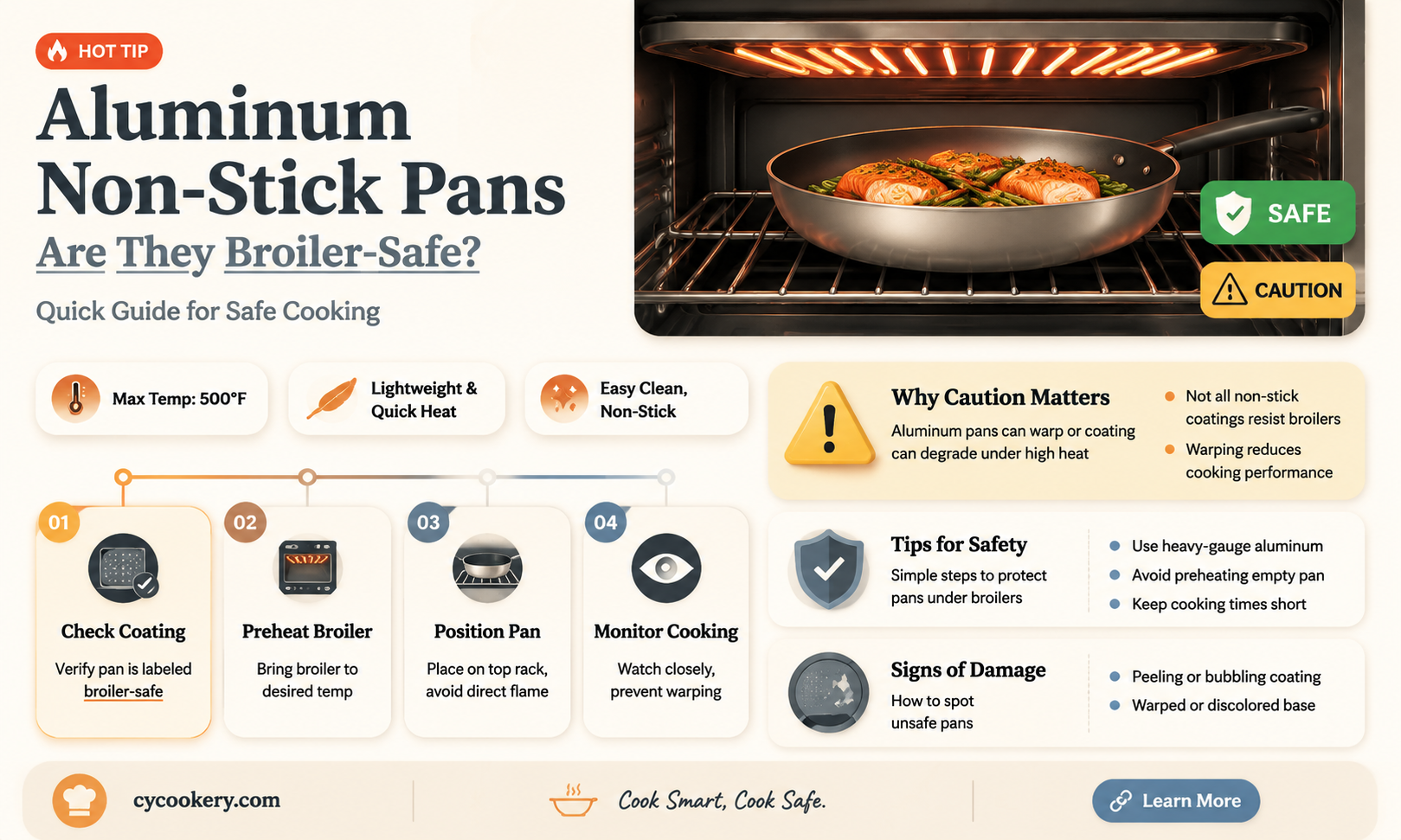 are aluminum non stick pans broiler safe