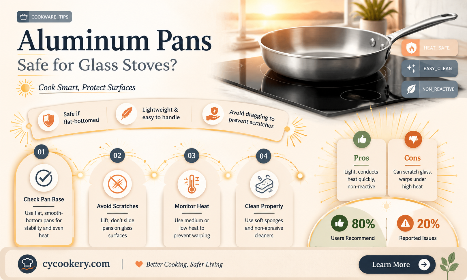are aluminum pans safe for glass top stoves