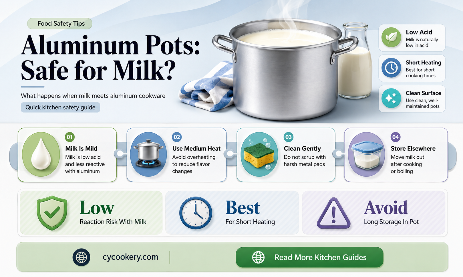are club aluminum cooking pots safe to put milk in