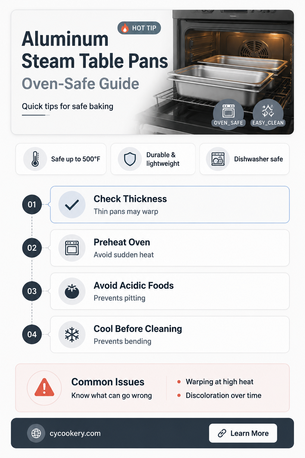 are aluminum steam table pans oven safe