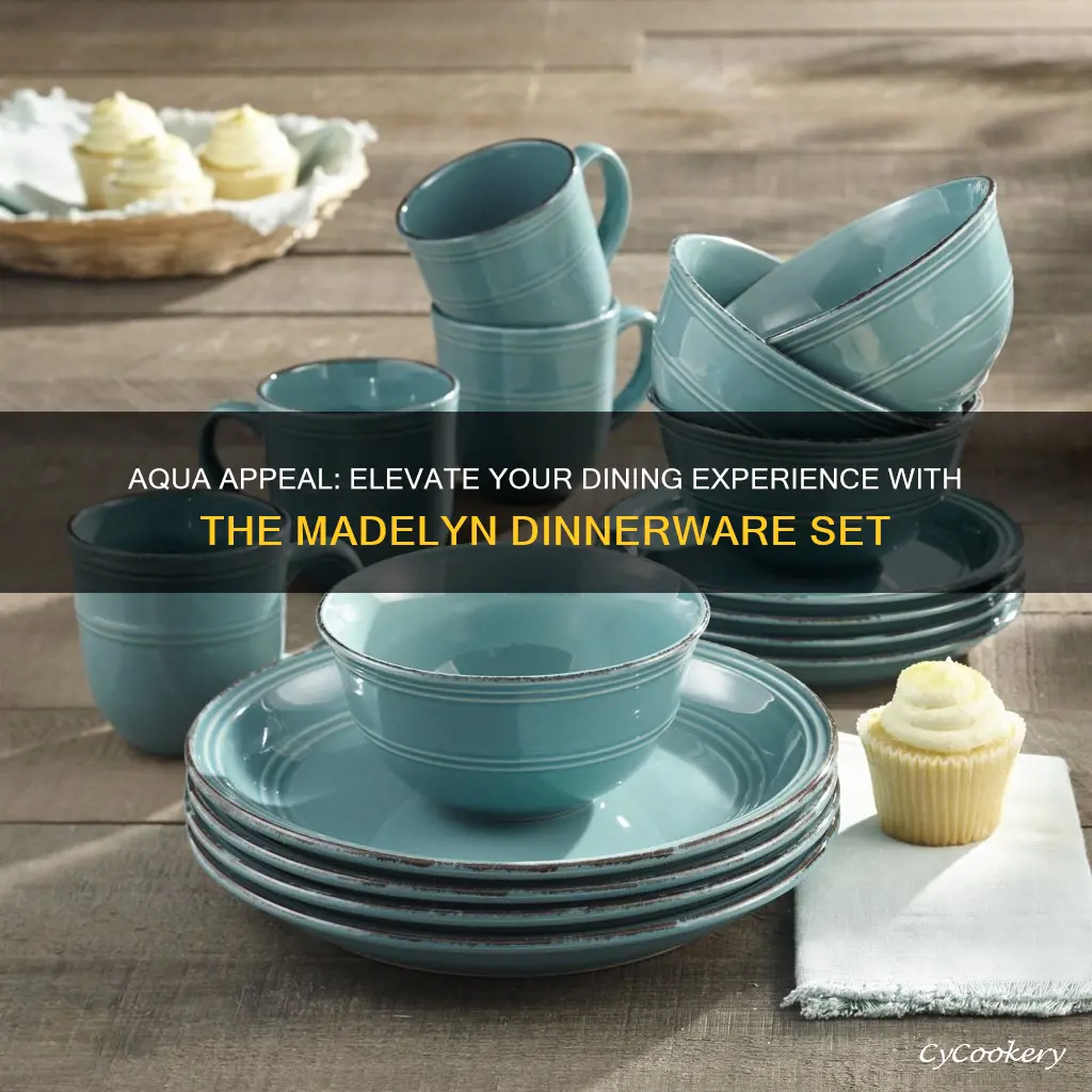 american atelier 16 piece madelyn blue dinnerware set aqua