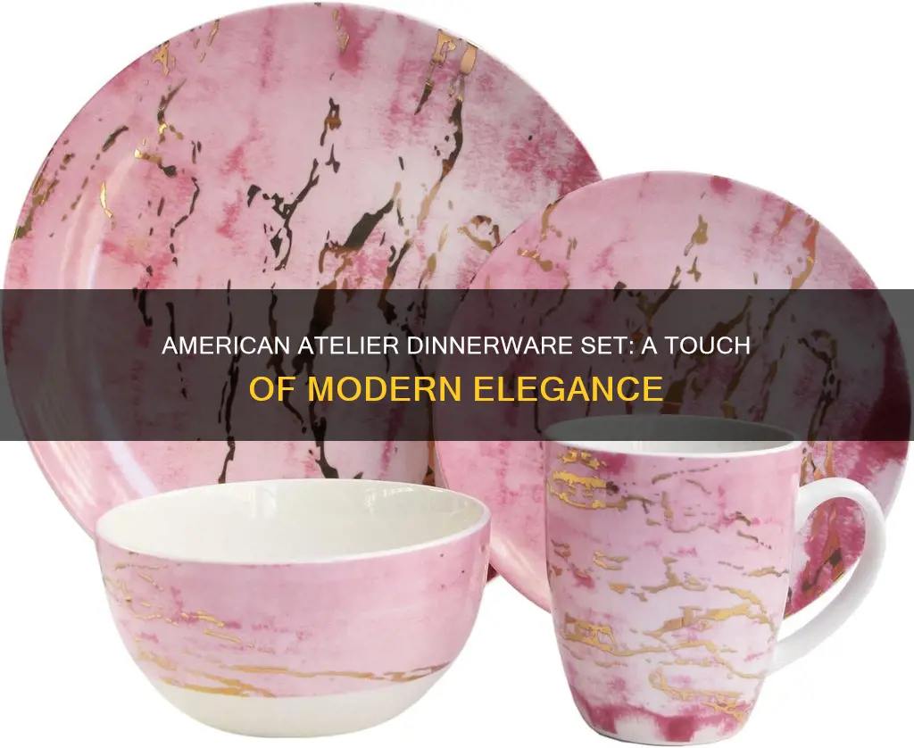 american atelier 16pc stoneware oasis dinnerware set pink white