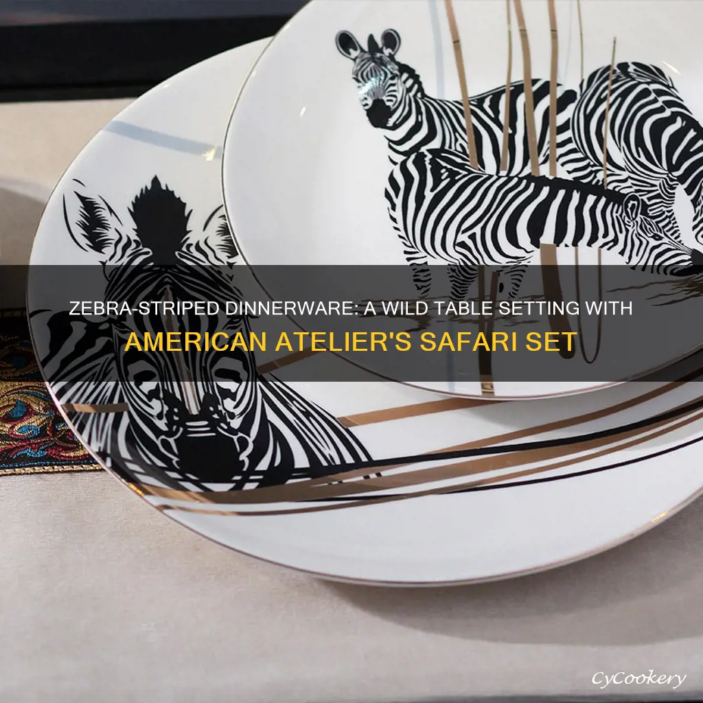 american atelier safari 16 piece white zebra dinnerware set