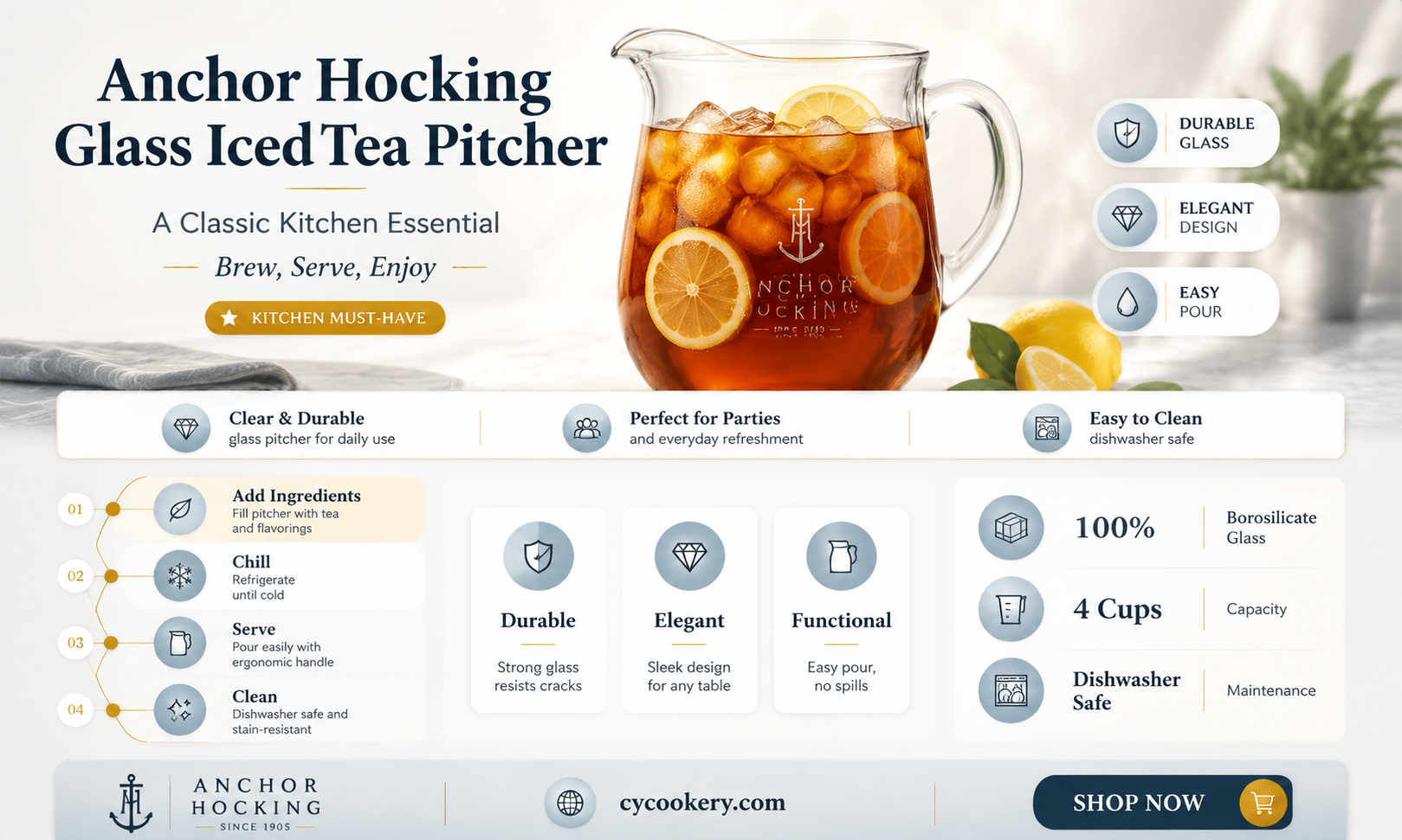 anchor hocking glass ice tea pitcher
