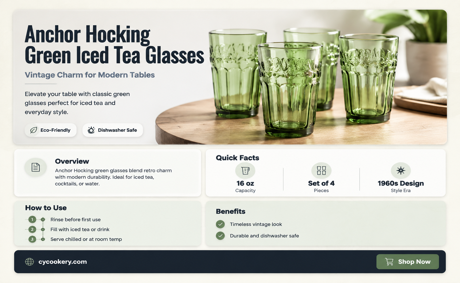 anchor hocking green iced tea glasses