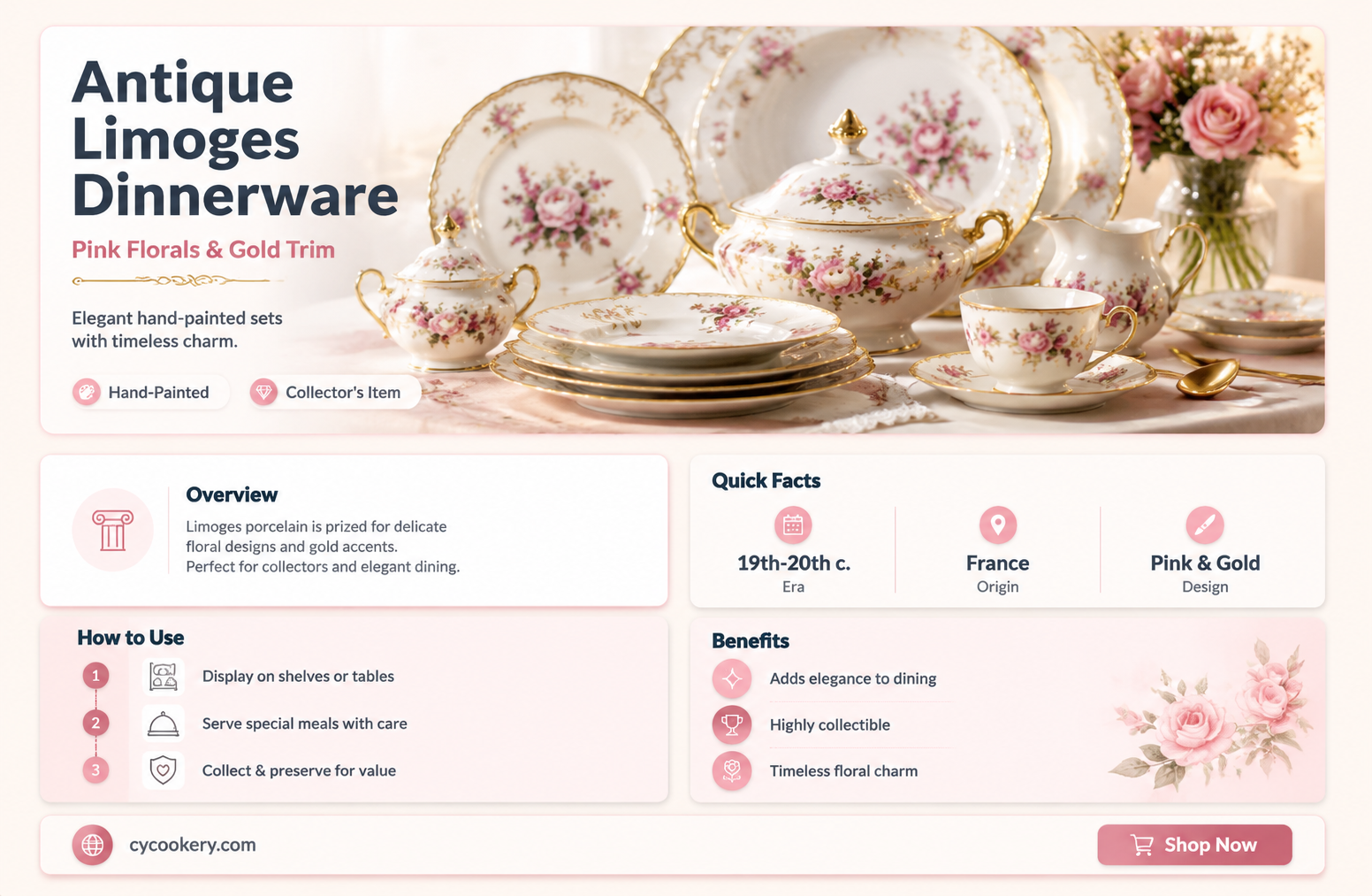 antique limoges dinnerware sets pink floral gold trim