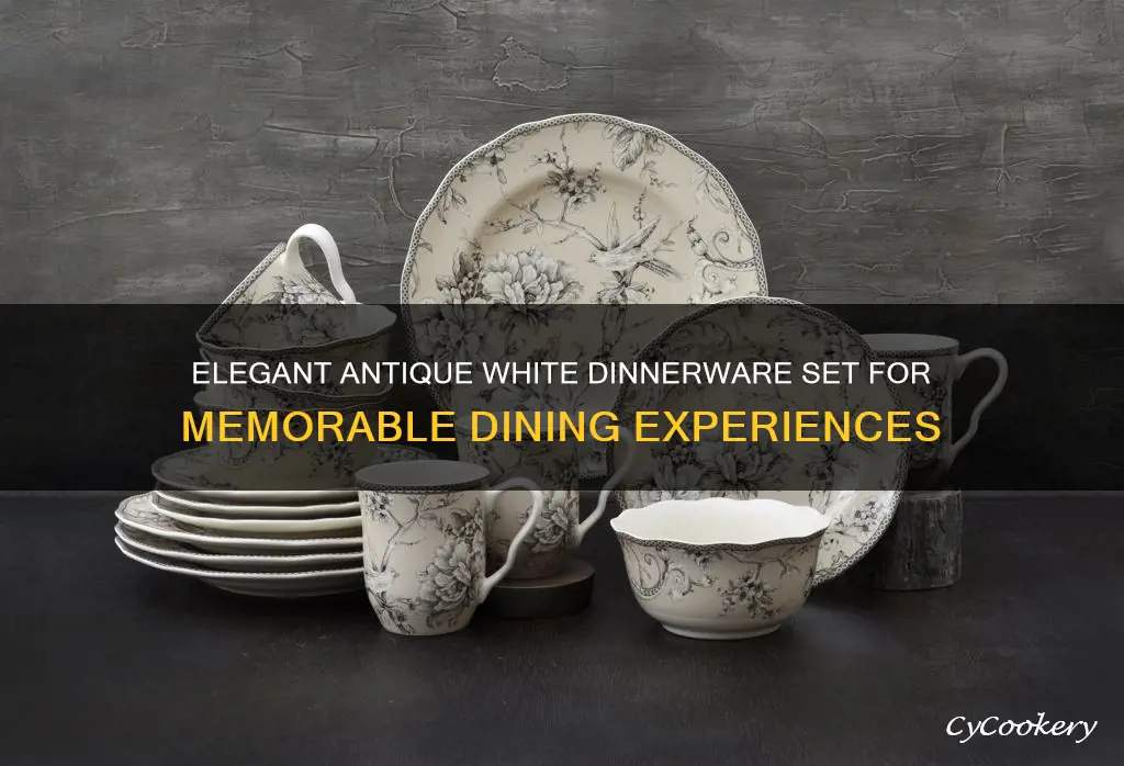 antique white 40 pc dinnerware set service for 8