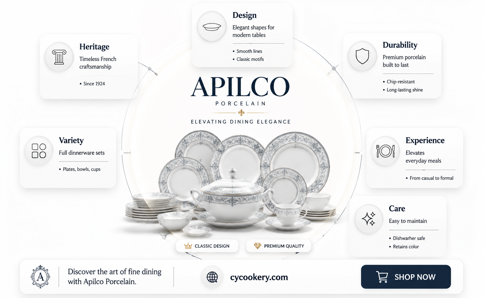 apilco tradition porcelain dinnerware place settings