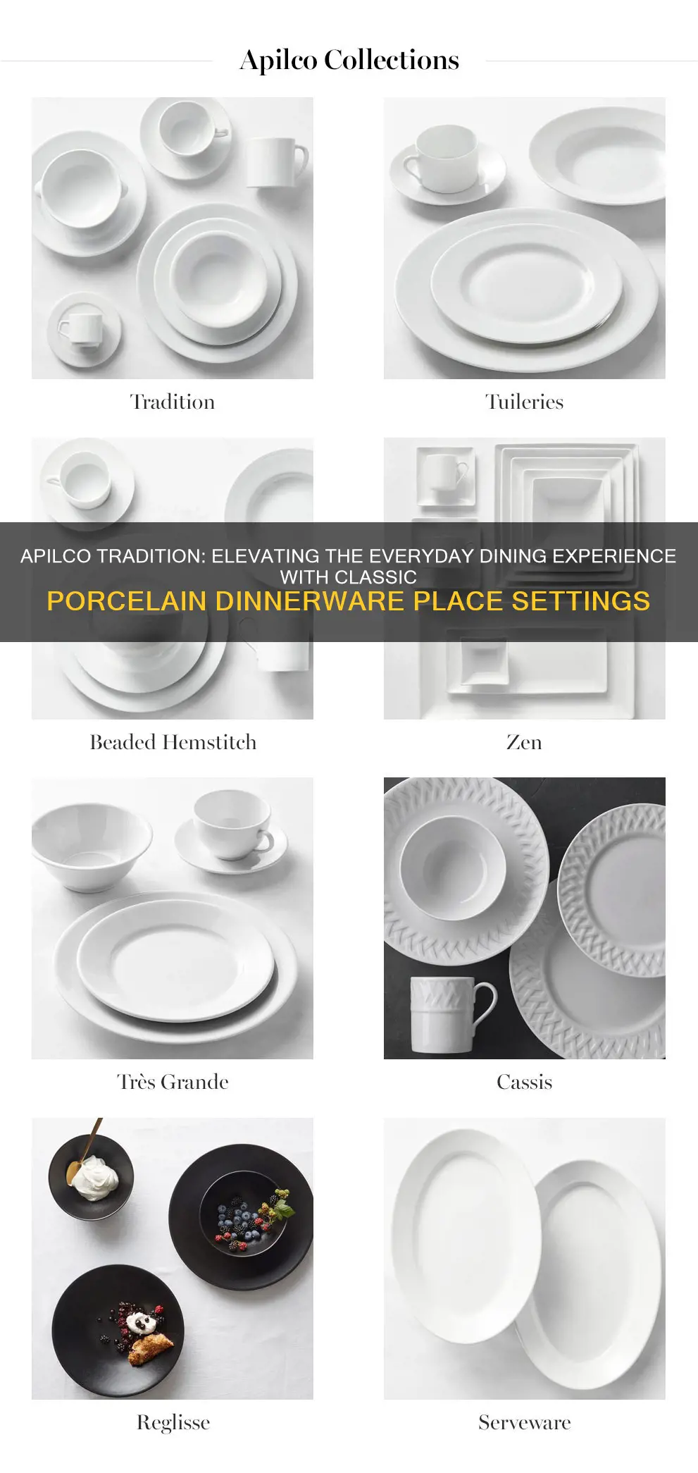 apilco tradition porcelain dinnerware place settings