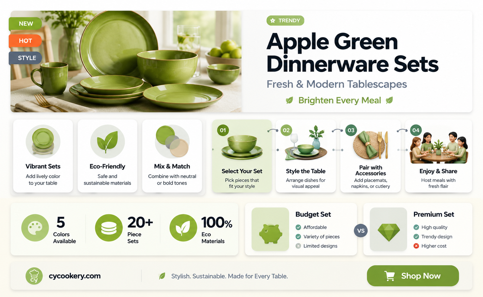 apple green dinnerware sets