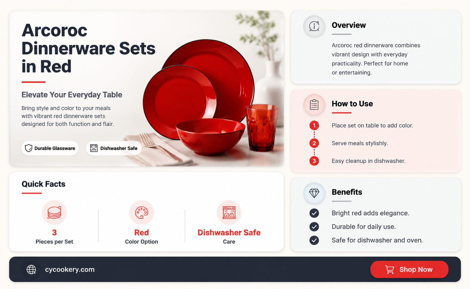 arcoroc dinnerware sets red