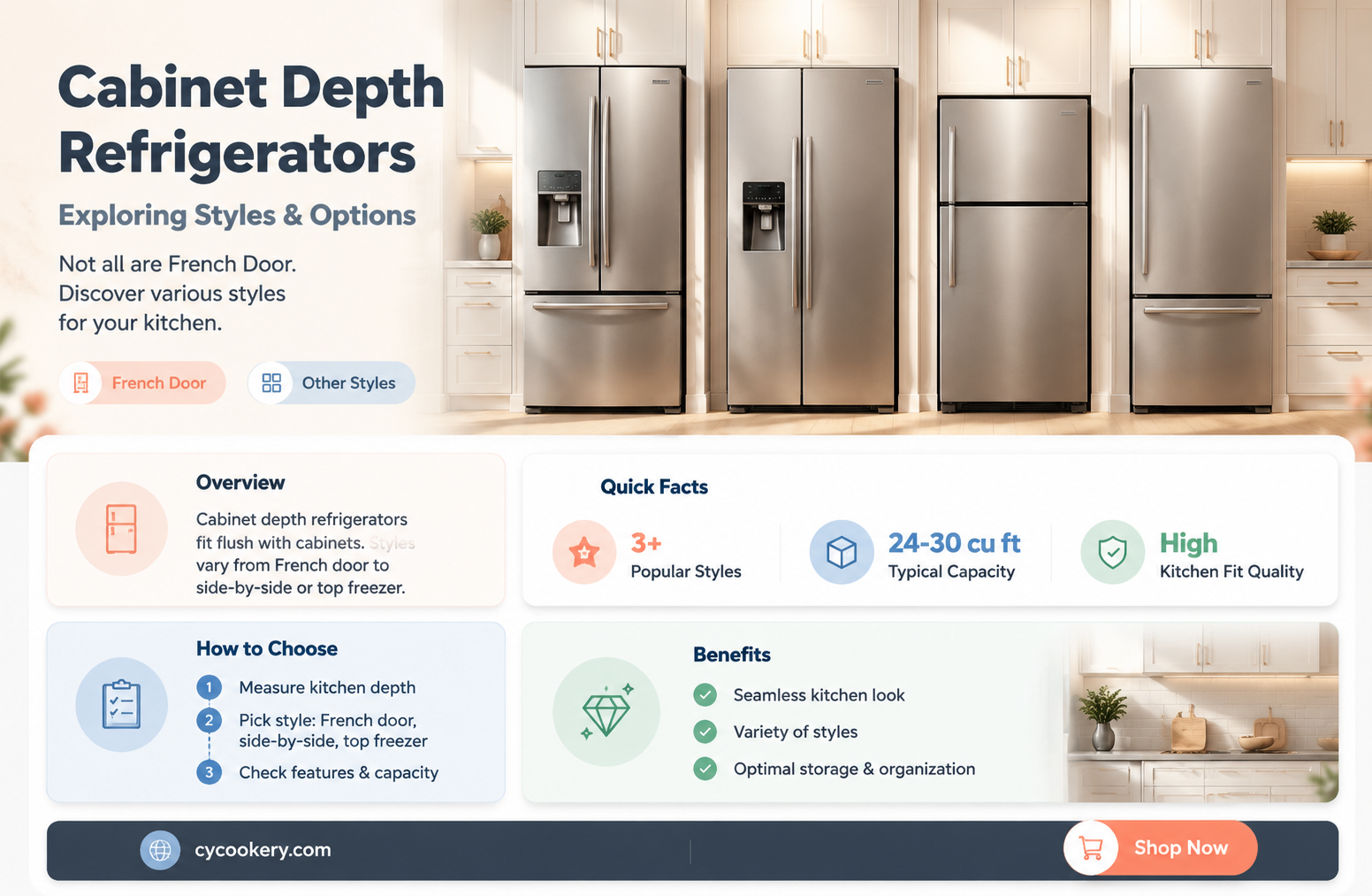 are all cabinet depth refrigerators french door