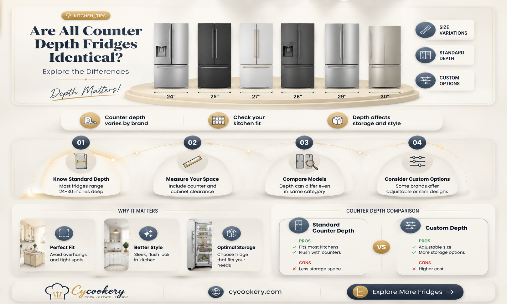 are all counter depth refrigerators the same depth