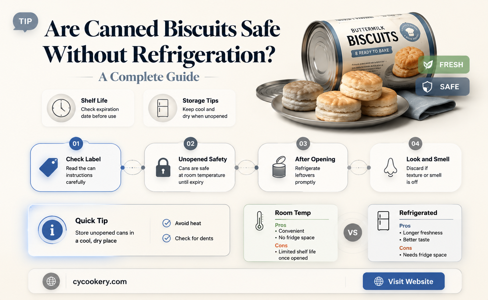 are canned biscuits safe afer not refrigerating
