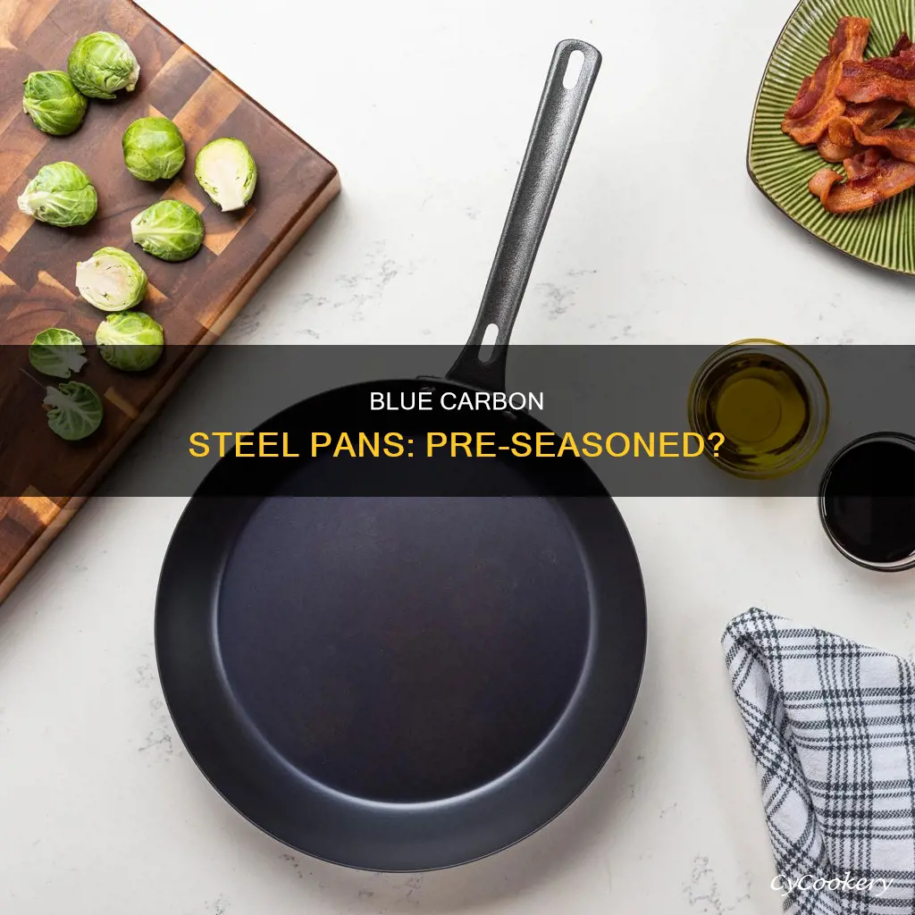 are made in blue carbon steel pans pre seasoned