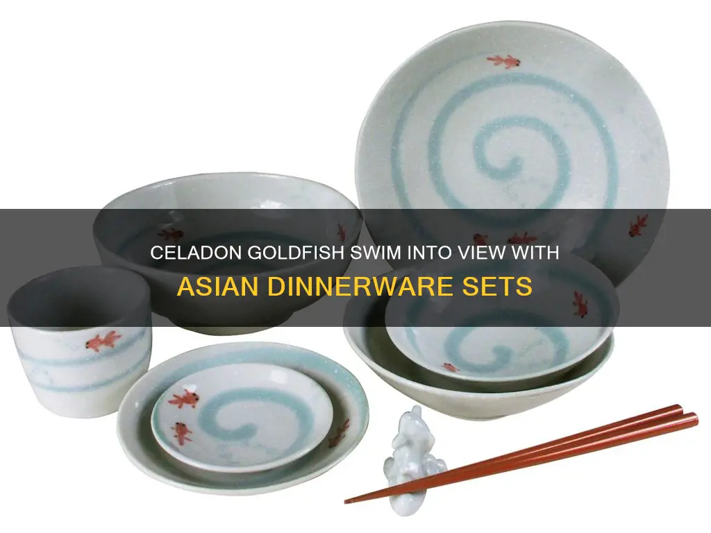 asian dinnerware set celedon goldfish