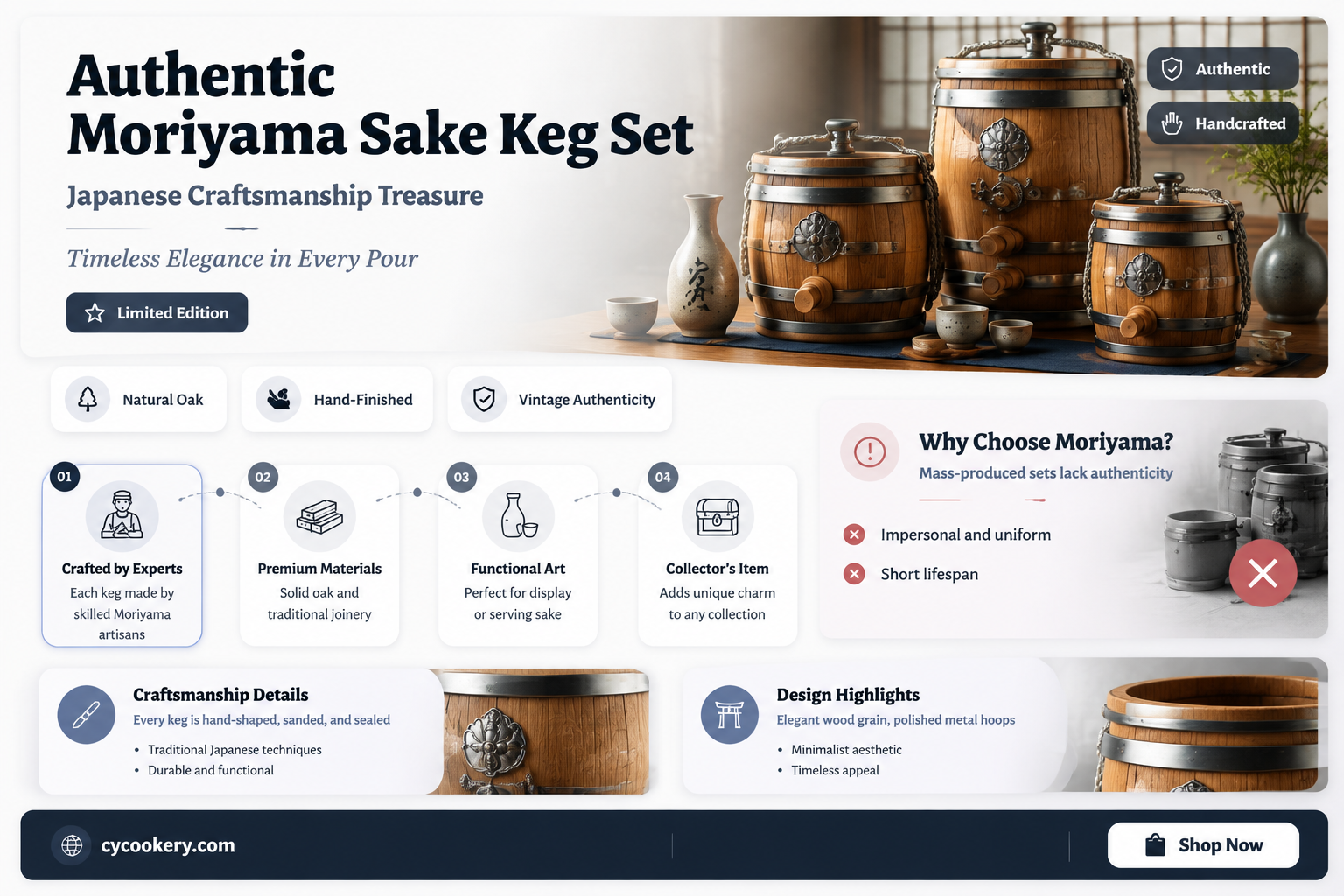 antique moriyama sake keg set made in japan