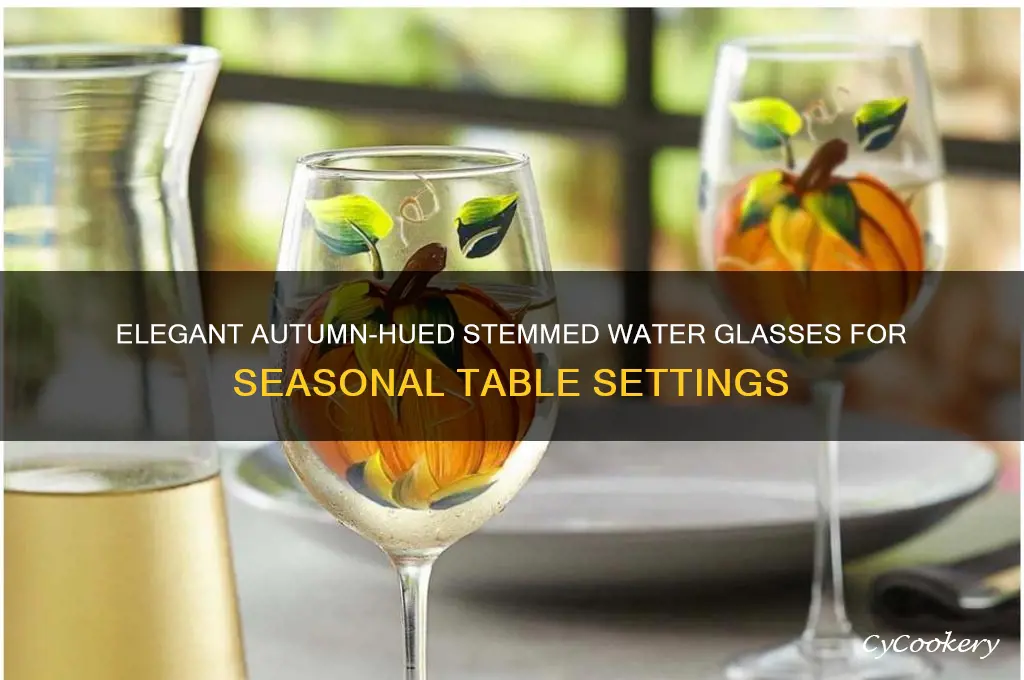 autumn colored water glasses with stem