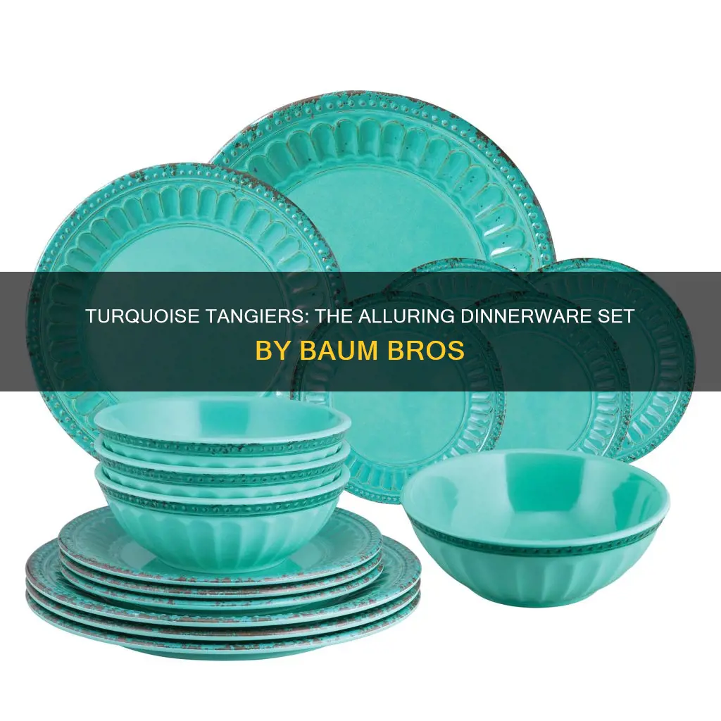 baum bros 16pc stoneware tangiers dinnerware set turquoise