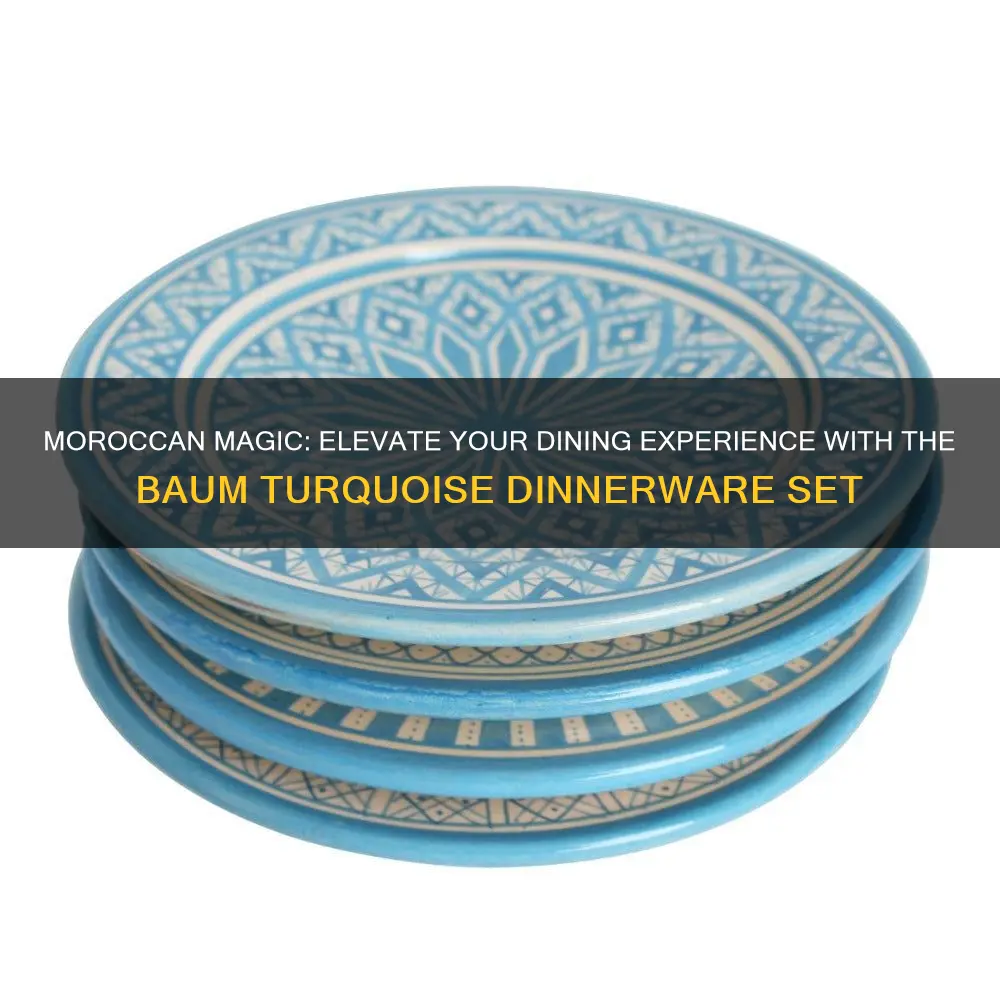 baum moroccan 16 piece dinnerware set in turquoise