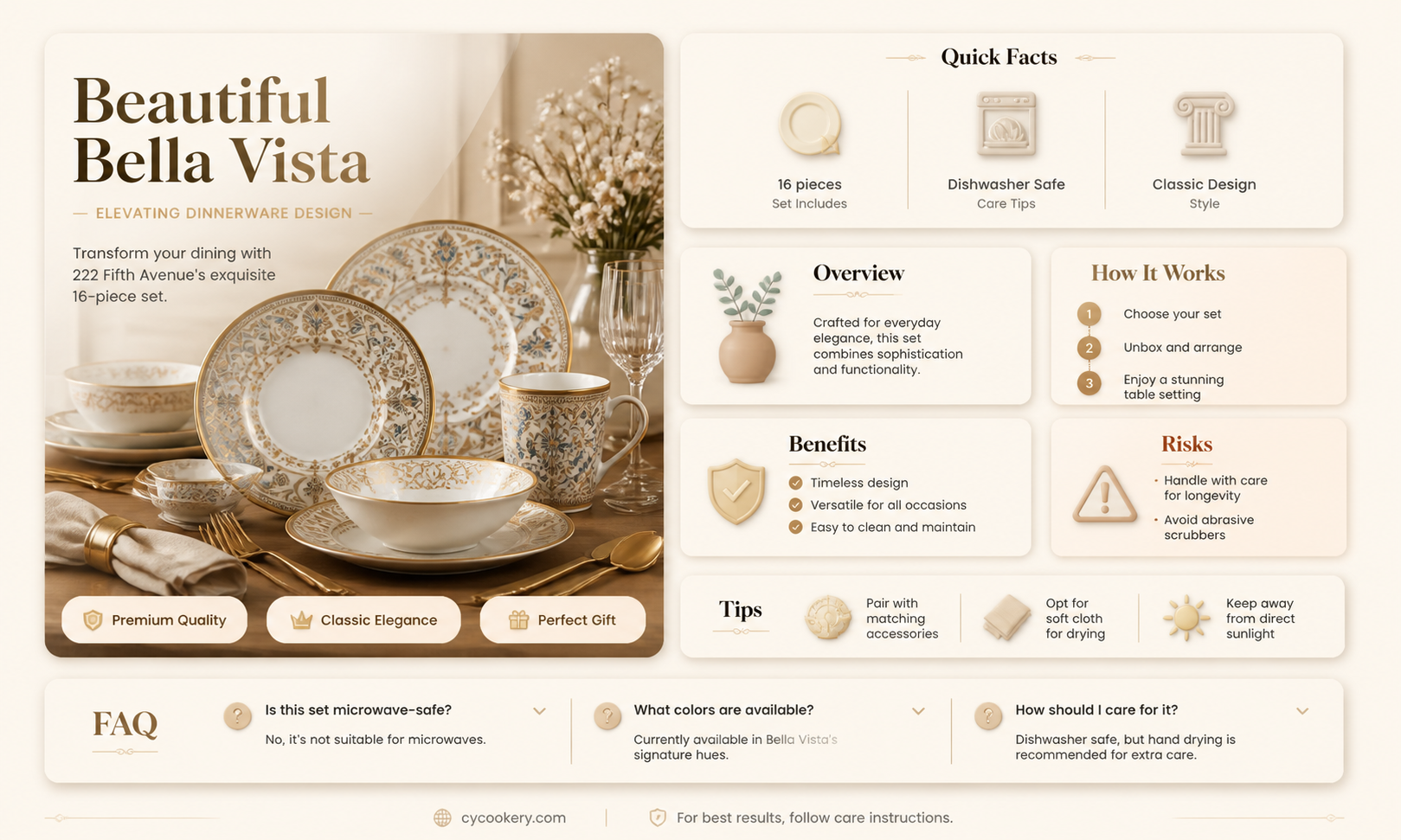 222 fifth avenue bella vista 16 piece dinnerware set