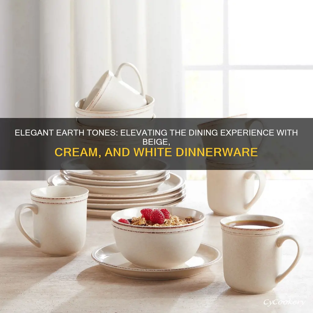 beige and cream and white dinnerware sets and matching serve