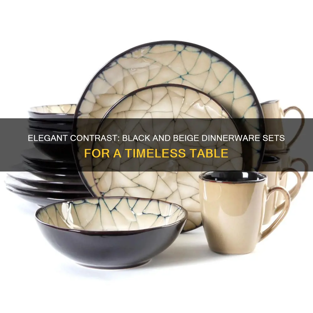 black & beige dinnerware sets