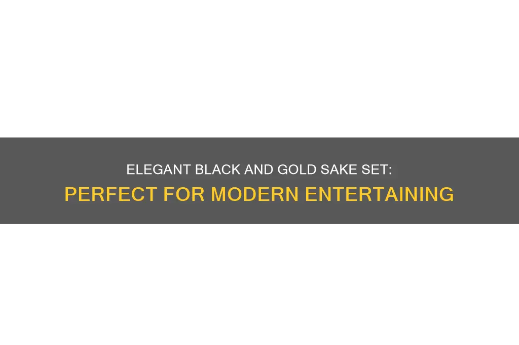 black and gold sake set