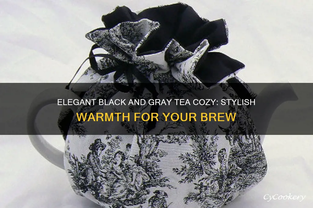 black and gray tea cozy