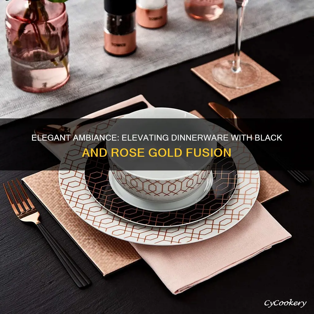 black and rose gold dinnerware set