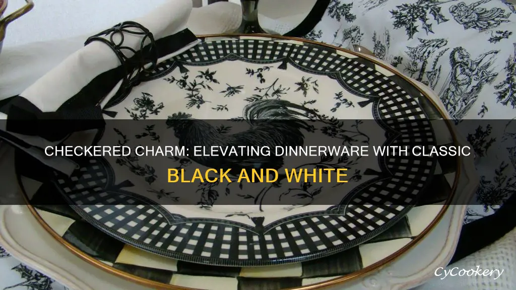 black and white checkered dinnerware sets